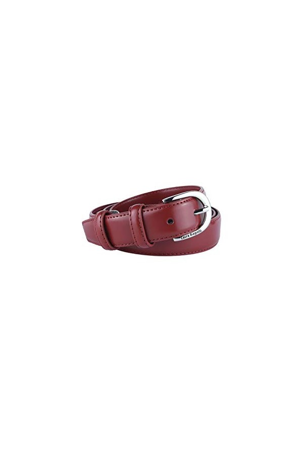 Biagiotti Ceinture femme fine en cuir véritable, raccourcie avec boîte, Rouge 3 cm, L 115 cm 