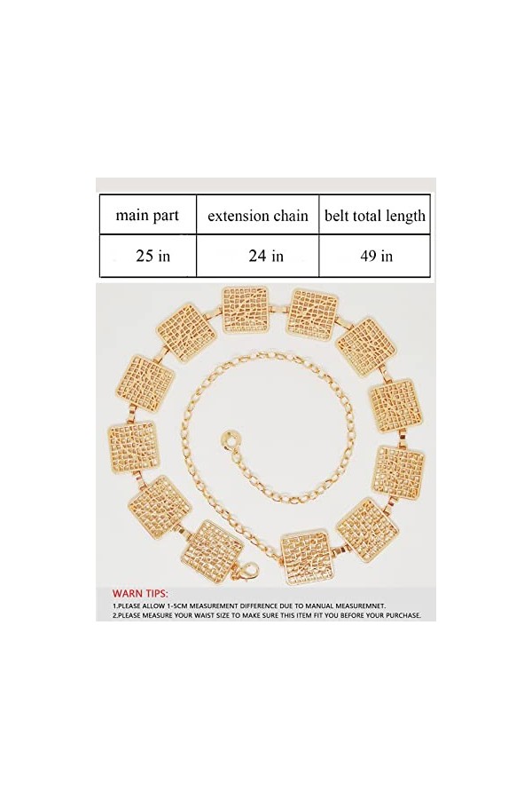 TOPACC Ceinture Western en métal doré pour femme, pour robe, jupe, jean