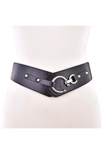 Femme Rétro Boucle Large ceinture, femme vintage Taille élastique Hip/tour de taille de ceinture Cinch en métal argenté Boucl