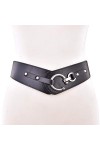 Femme Rétro Boucle Large ceinture, femme vintage Taille élastique Hip/tour de taille de ceinture Cinch en métal argenté Boucl