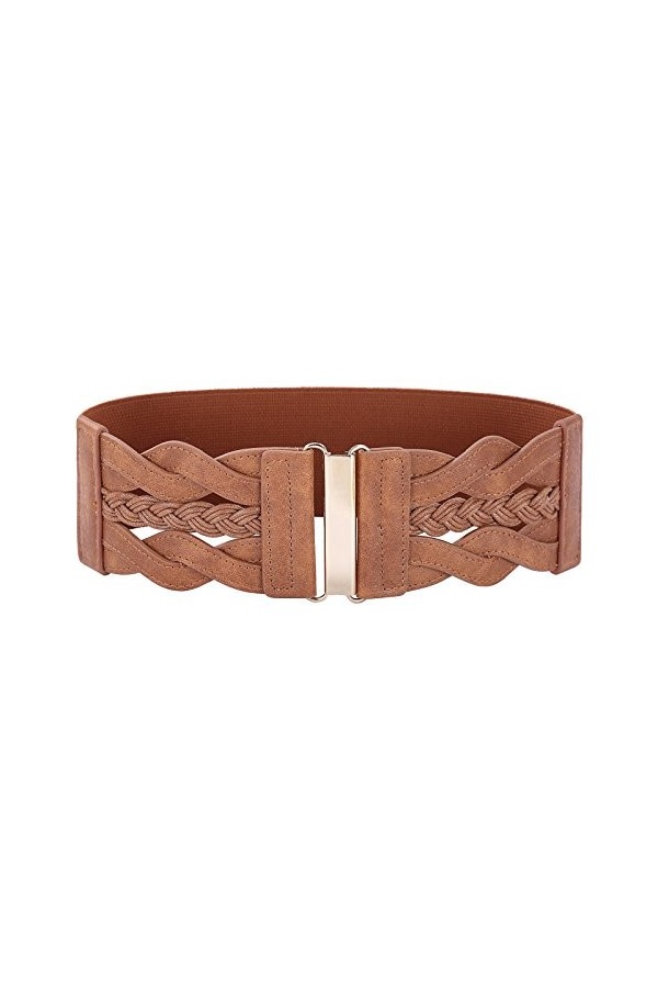 GRACE KARIN Ceinture élastique large pour femme, marron, 3XL