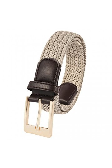 Lovionus89 Ceinture pour femme - Largeur : 30 mm - Réglable - Élastique - Pour le golf - Tissé, Doré + kaki, 110 CM lang für 