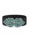 Bohend Fleur de cristal Ceinture élastique Large Ceinture extensible Strass Ceintures de serrage pour Robe Ancien Ceinture po