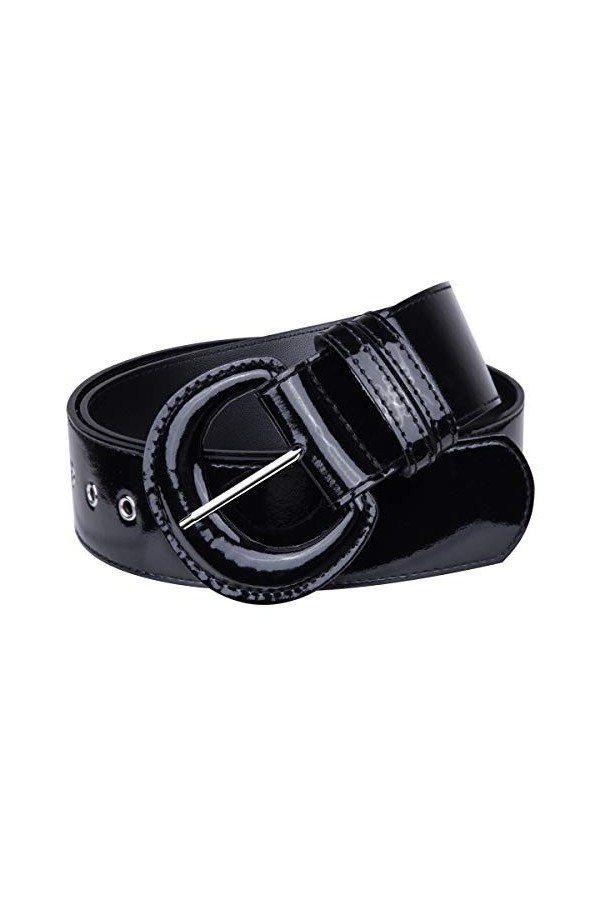 KYEYGWO - Ceinture en cuir synthétique pour femme avec anneaux en D, boucle ardillon, réglable, large, classique, pour robe, 