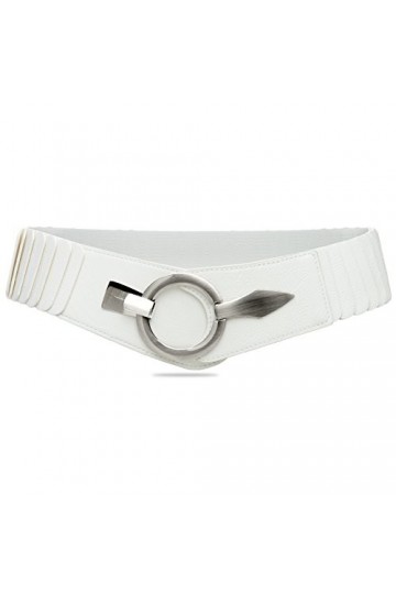Caspar GU300 Large ceinture élastique en stretch pour femme, Taille:80 [Tour de hanches 90-110 cm], Couleur:blanc