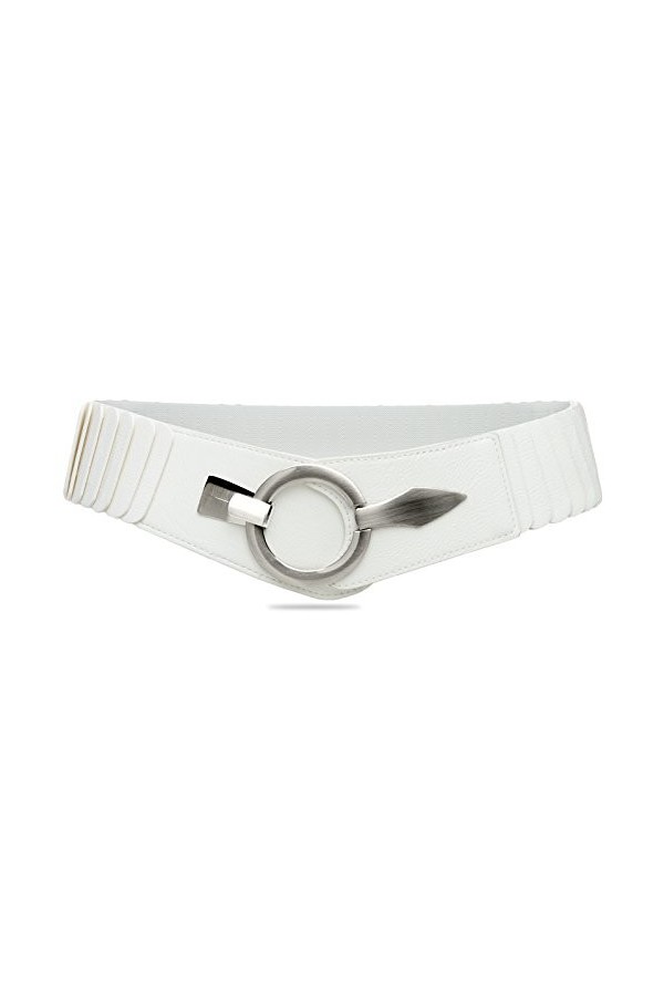 Caspar GU300 Large ceinture élastique en stretch pour femme, Taille:80 [Tour de hanches 90-110 cm], Couleur:blanc