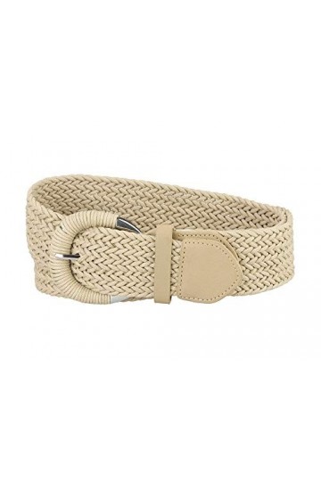 Allegra K Ceintures de taille tissées larges ceintures tressées pour les femmes robe boucle en métal Beige 65-88cm/25.59-34.6