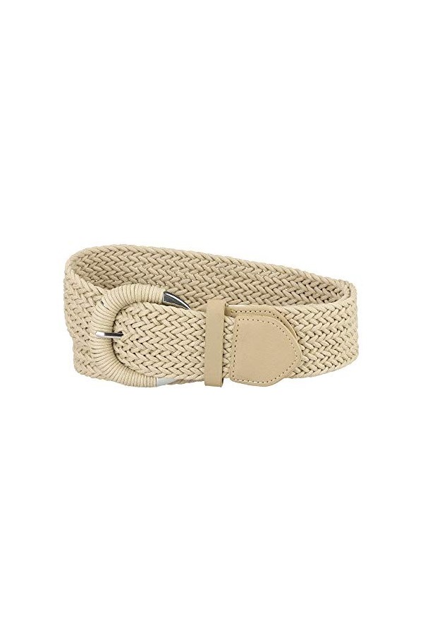Allegra K Ceintures de taille tissées larges ceintures tressées pour les femmes robe boucle en métal Beige 65-88cm/25.59-34.6