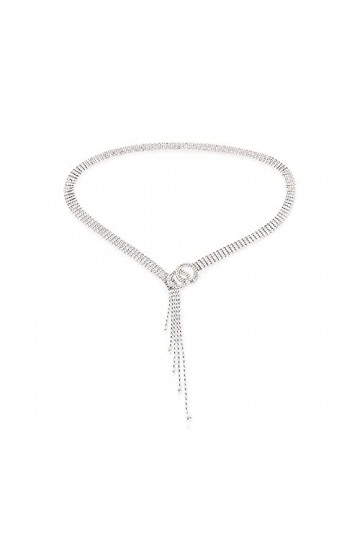 LumiSyne Mode Ceinture Chaîne Diamant à Double Anneau Pour Femmes Chaîne De Taille Décorée De Strass Brillant Ceinture Longue