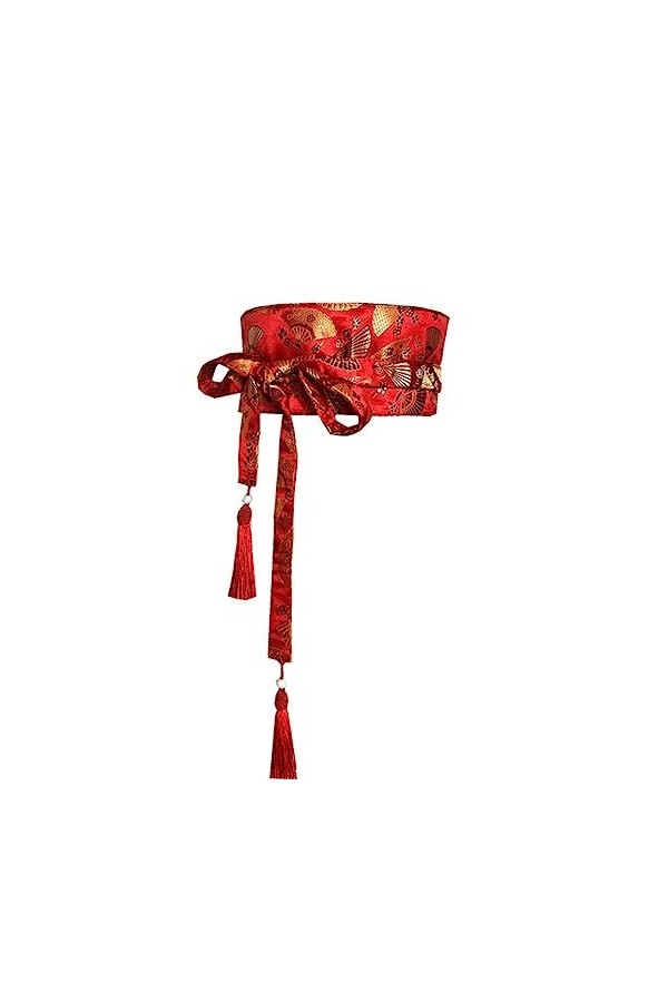 Japonais Traditionnel Kimono Ceinture Femmes Corset Tassel Ceinture Bleu Vague Motif Large Ceinture Yukata Grue Haori Obi Asi