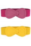 Allegra K Ceinture élastique pour femme Interlock 8 en forme de similicuir extensible Ceintures habillées Jaune rose rouge 68