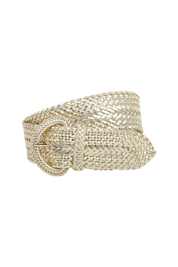 beltiscool Ceinture ronde tressée métallique douce de 5,1 cm de large, fabriquée à la main, doré, S/M 28/30" taille 