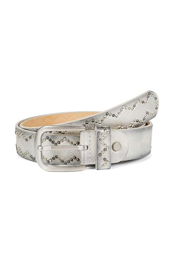 styleBREAKER Ceinture cloutée pour dames Plain avec petits clous en motif dentelé, ceinture, ceinture synthétique, peut être 