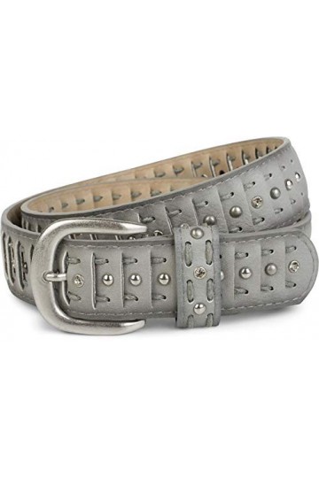 styleBREAKER Ceinture fendue style découpé avec des rivets, des strass et des lacets, ceinture vintage, ajustable, femme 0301