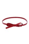 REHJJDFD Ceinture fine en cuir pour femme avec nœud long, Ceinture rouge., 110 x 1.5 cm