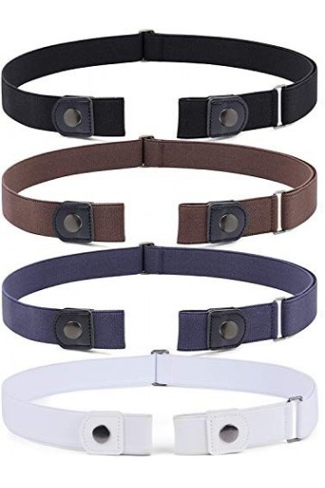 JasGood Lot de 4 ceintures réglables sans boucle pour homme ou femme - Ceinture élastique invisible pour pantalon en jean, 5-