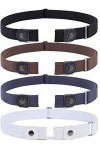 JasGood Lot de 4 ceintures réglables sans boucle pour homme ou femme - Ceinture élastique invisible pour pantalon en jean, 5-
