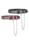 Aivtalk Femme Homme Réglable Belt à Double Boucle Ardillon Ceinture à Deux Trous Sangle Ceinturon Double Œillet Punk Hip Hop 