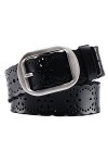 Aivtalk Femme Homme Réglable Belt à Double Boucle Ardillon Ceinture à Deux Trous Sangle Ceinturon Double Œillet Punk Hip Hop 
