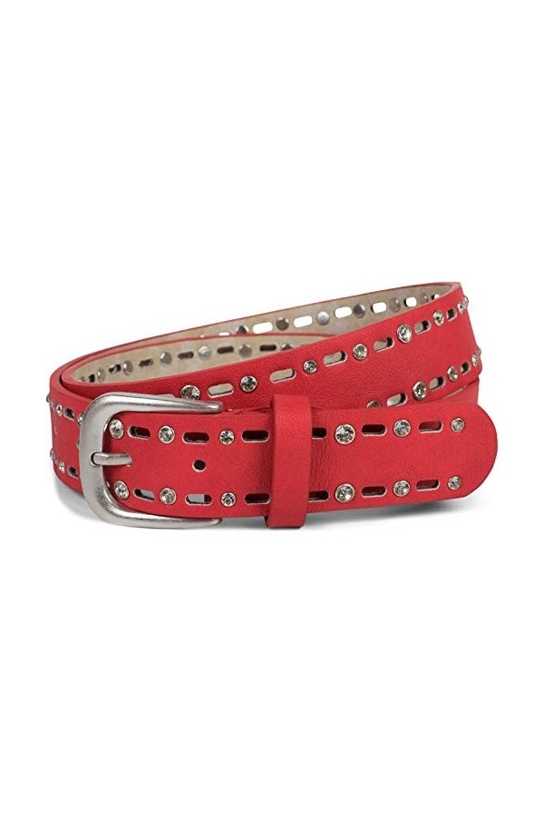 styleBREAKER Ceinture unie pour femmes avec un motif ovale découpé au laser et des strass, longueur ajustable 03010097, coule