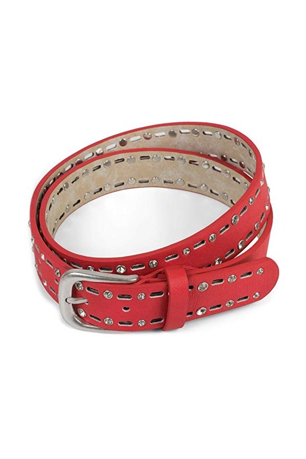 styleBREAKER Ceinture unie pour femmes avec un motif ovale découpé au laser et des strass, longueur ajustable 03010097, coule