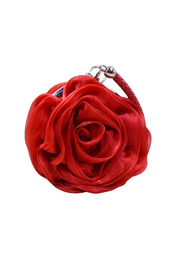 MEGAUK Sac de soirée en satin rose pour femme - Mini sac à main - Pour mariage, fête, téléphone portable, Z-rouge, Taille uni