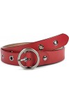 styleBREAKER ceinture en cuir pour femmes avec rivets perforés et surface brillante, cuir véritable, longueur ajustable 03010