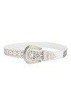 LA HUATE Ceinture cloutée en strass pour femme - Ceinture de cowgirl - En cuir synthétique - Pour jean, robe, pull, blanc, ta