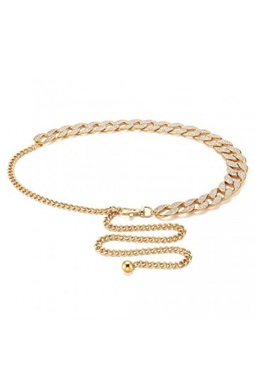 CHIC DIARY Ceintures de chaîne de taille pour femmes strass métal grosse chaîne ceinture pour robe mode ceinture de lien de c