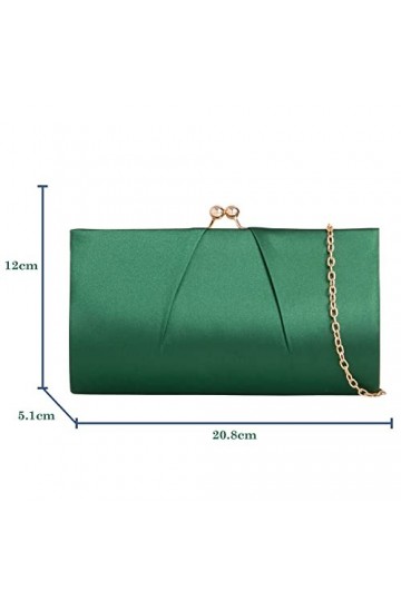 UShopUK Sac à main en satin pour mariage, bal de fin dannée, soirée, vert foncé, medium