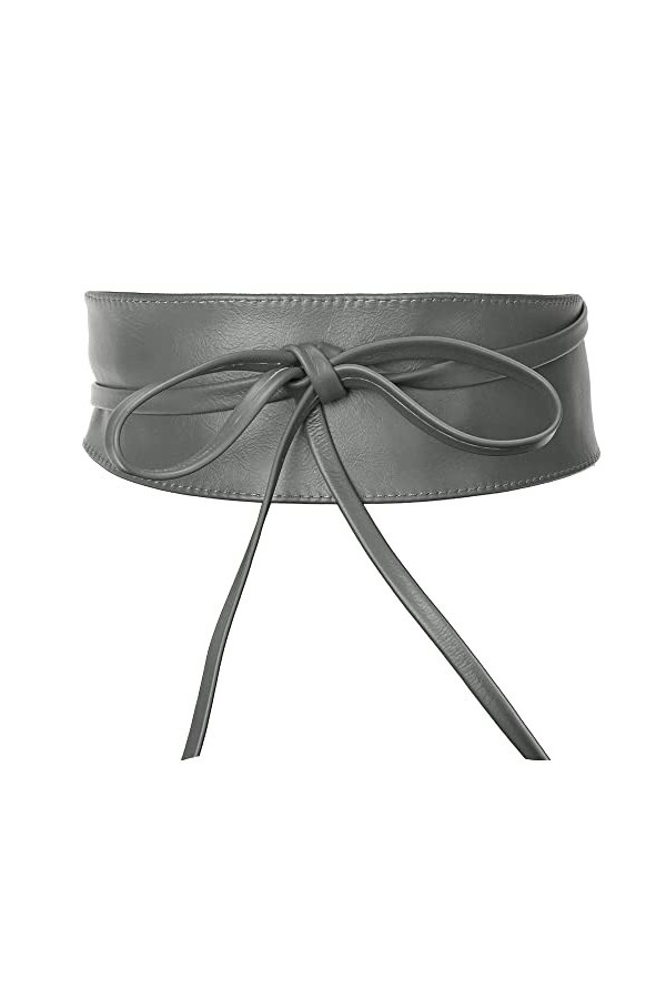 irisaa Ceinture de taille en cuir pour femme - Large ceinture Obi à lacets - Ceinture en cuir véritable - Ceinture de fête - 