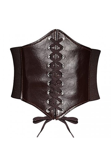 YooAi Ceinture Corset En Cuir pour Femmes Ceinture Élastique À Lacets Rétro Large Ceinture Cinch Ceinture pour Femmes Robes C