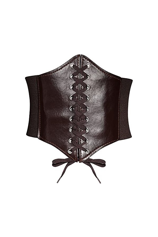 YooAi Ceinture Corset En Cuir pour Femmes Ceinture Élastique À Lacets Rétro Large Ceinture Cinch Ceinture pour Femmes Robes C