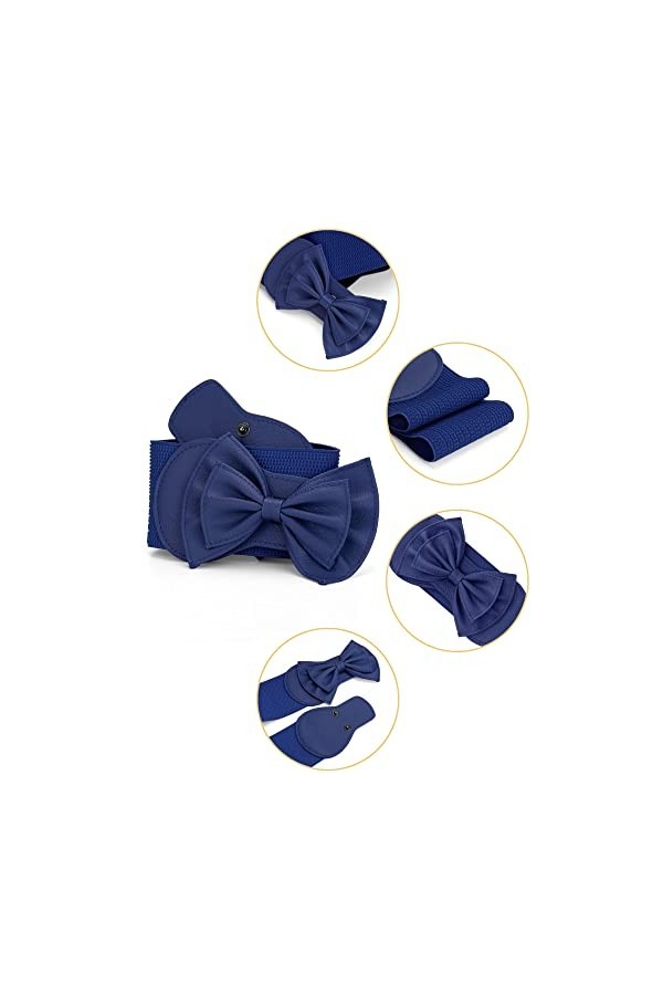 Allegra K Ceintures pour femme avec boucle entrelacée, extensible, bleu marine et nœud décoratif, 68,6 cm et 75 cm, Bleu & Bo