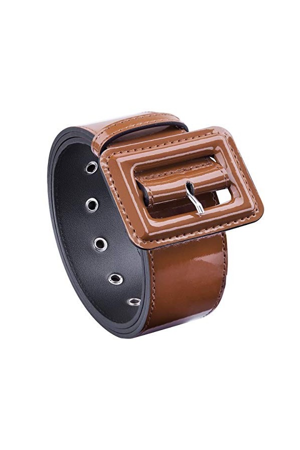 KYEYGWO Ceinture en cuir synthétique pour femme avec boucle ardillon simple, ceinture réglable pour robe, chemise, veste coup