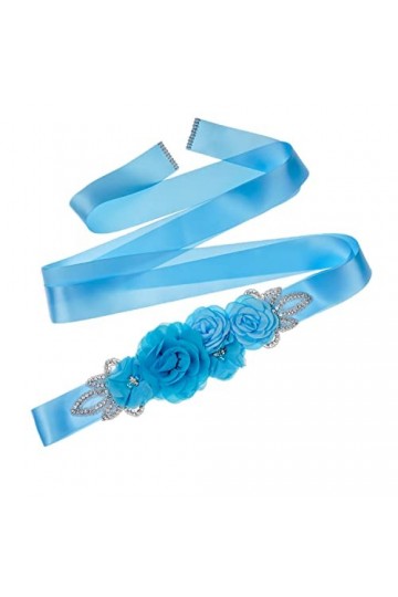 RDWESZOD Femmes Filles Fleur Sash Belt, pour Photographie Wedde/Baby Shower Dress Bleu ciel , Bleu ciel, M