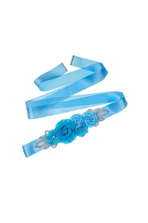 RDWESZOD Femmes Filles Fleur Sash Belt, pour Photographie Wedde/Baby Shower Dress Bleu ciel , Bleu ciel, M