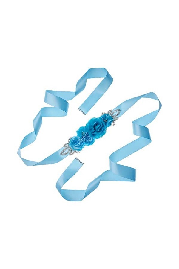 RDWESZOD Femmes Filles Fleur Sash Belt, pour Photographie Wedde/Baby Shower Dress Bleu ciel , Bleu ciel, M