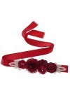 RDWESZOD Femmes Filles Fleur Sash Belt, pour Photographie Wedde/Baby Shower Dress Vin Rouge , Vin rouge., M