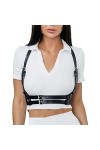 ENSVON Ceinture punk réglable en cuir PU pour femme, Noir-10., taille unique