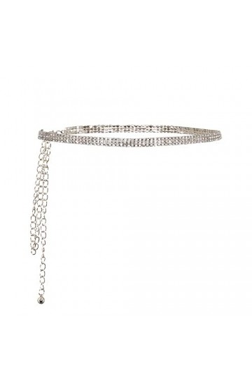 Naimo Chaîne de taille en strass - Ceinture en cristal - Chaîne de corps - Ceinture pour robe en jean, Argent C., taille uniq