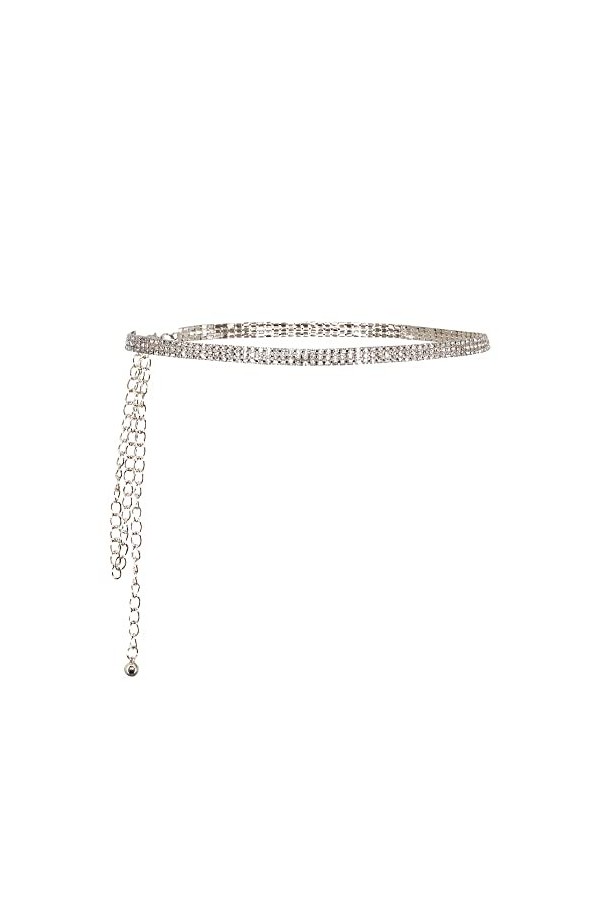 Naimo Chaîne de taille en strass - Ceinture en cristal - Chaîne de corps - Ceinture pour robe en jean, Argent C., taille uniq