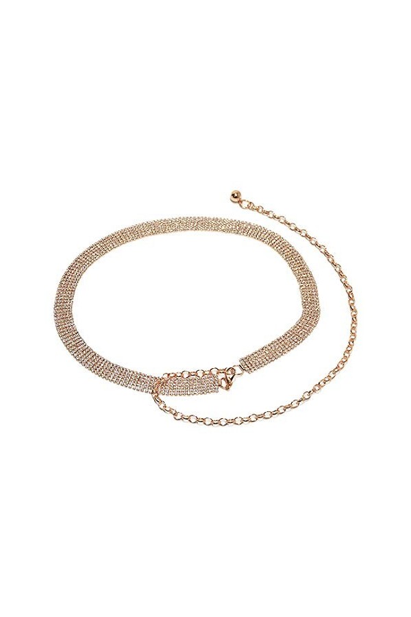 Naimo Chaîne de taille en strass - Ceinture en cristal - Chaîne de corps - Ceinture pour robe en jean, Argent C., taille uniq