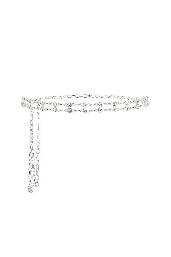 Naimo Chaîne de taille en strass - Ceinture en cristal - Chaîne de corps - Ceinture pour robe en jean, Argent C., taille uniq