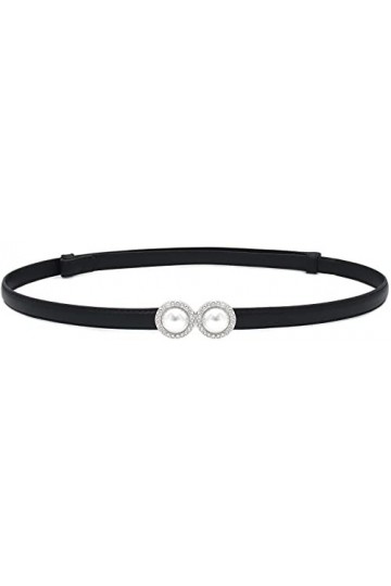 BAOKELAN Ceintures en cuir maigre pour femmes Ceinture mince en cuir verni avec boucle dorée pour robe, Noir 5, 100CM/39.3IN