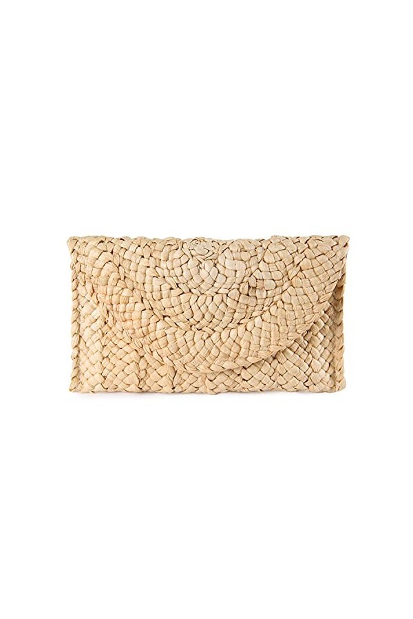 Syrads Sac à main dembrayage de soirée en paille pour femme Sac à main de plage dété Sac denveloppe tissé en paille,Orange