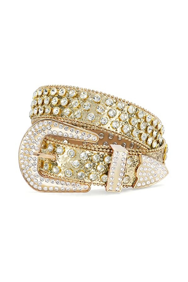 JasGood Ceinture en cuir pour femme avec strass, cowgirl western cowgirl bling, ceinture cloutée en cuir pour pantalon jeans,