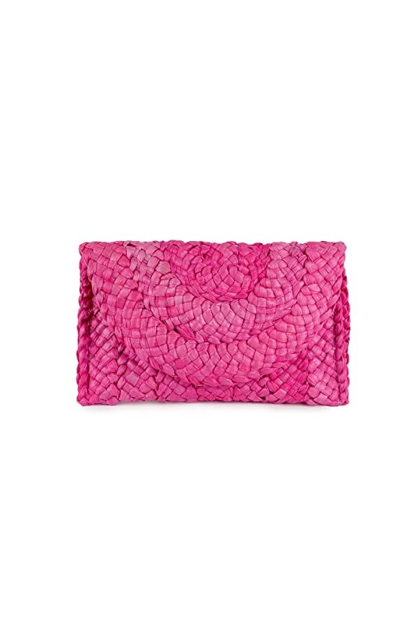 Syrads Sac à main dembrayage de soirée en paille pour femme Sac à main de plage dété Sac denveloppe tissé en paille,Orange