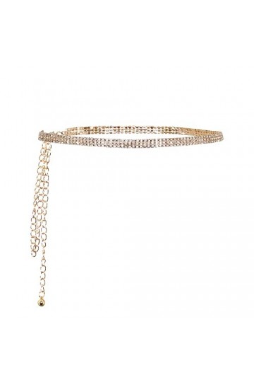 Naimo Chaîne de taille en strass - Ceinture en cristal - Chaîne de corps - Ceinture pour robe en jean, Or C., taille unique