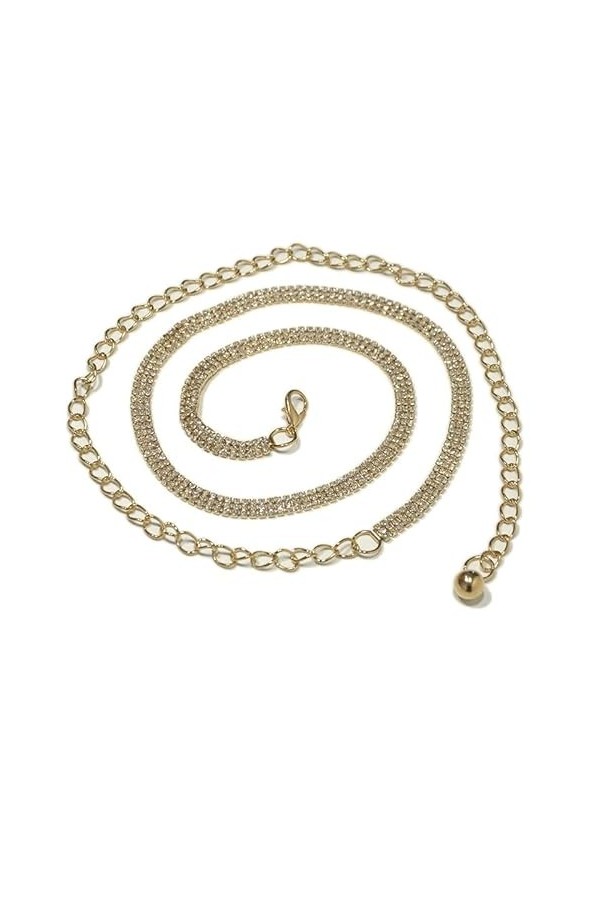 Naimo Chaîne de taille en strass - Ceinture en cristal - Chaîne de corps - Ceinture pour robe en jean, Or C., taille unique